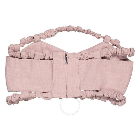 Ganni Women's Light Lilac Hemp Lined Tube Strapless Cropped Top Size 40 NWOT - Picture 6 of 14